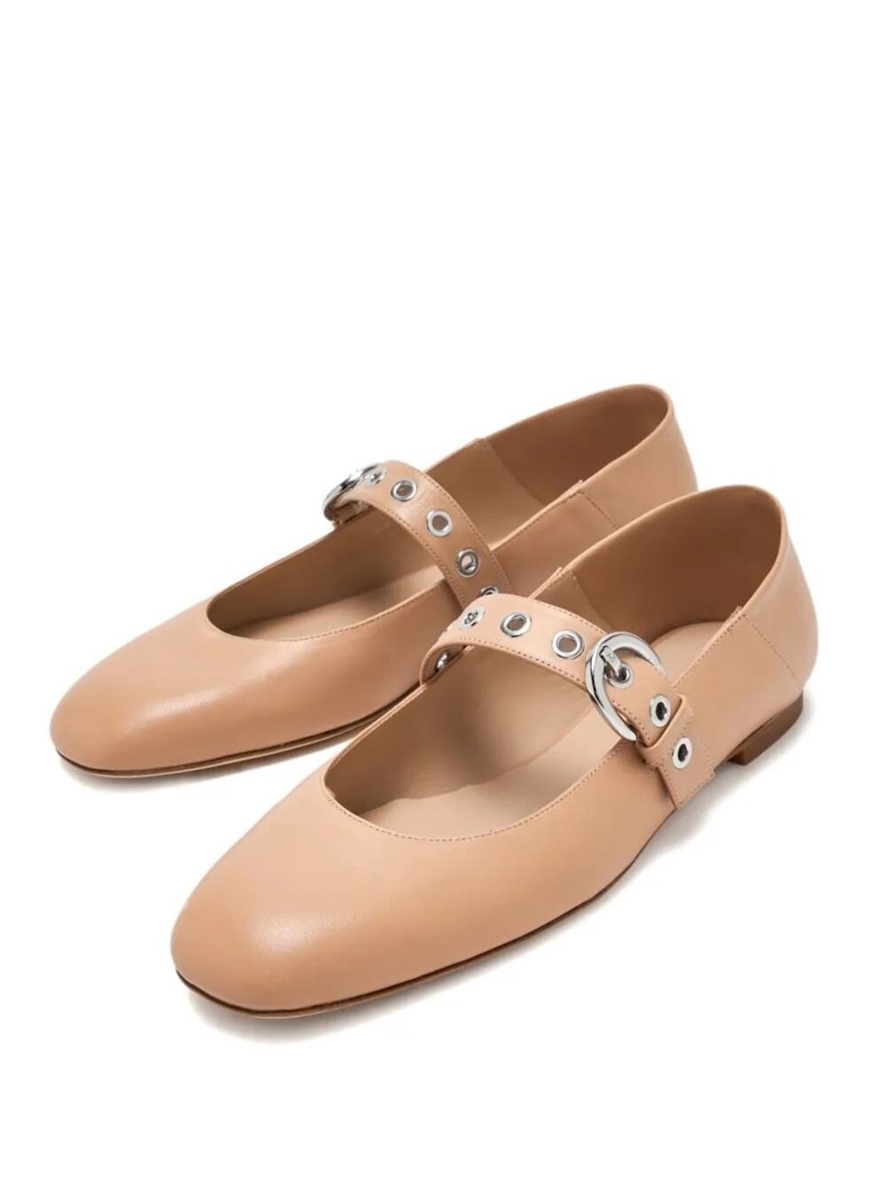 NEW STUART WEITZMAN Supermoto Nude Buckle Mary Jane Ballet Flats Size 10.5